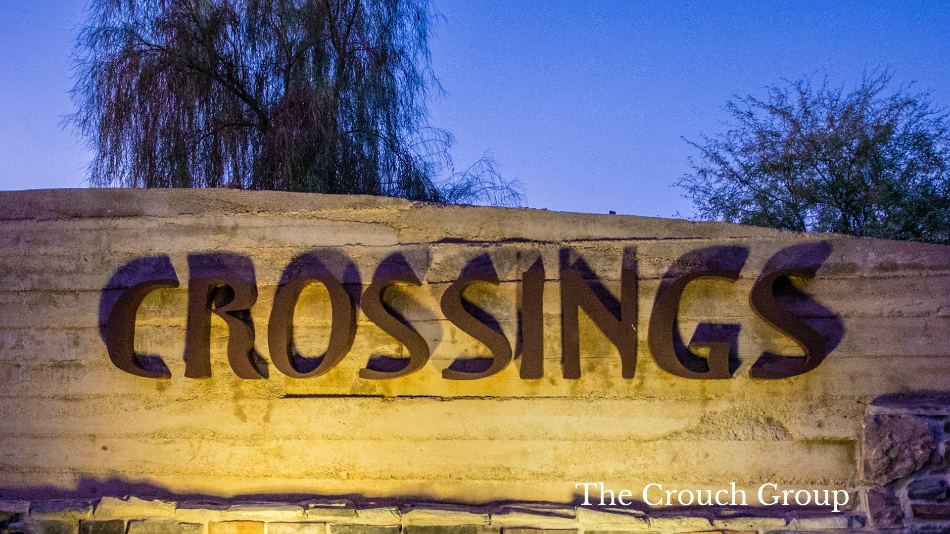 Crossings entrance sign for homes Fireside Norterra