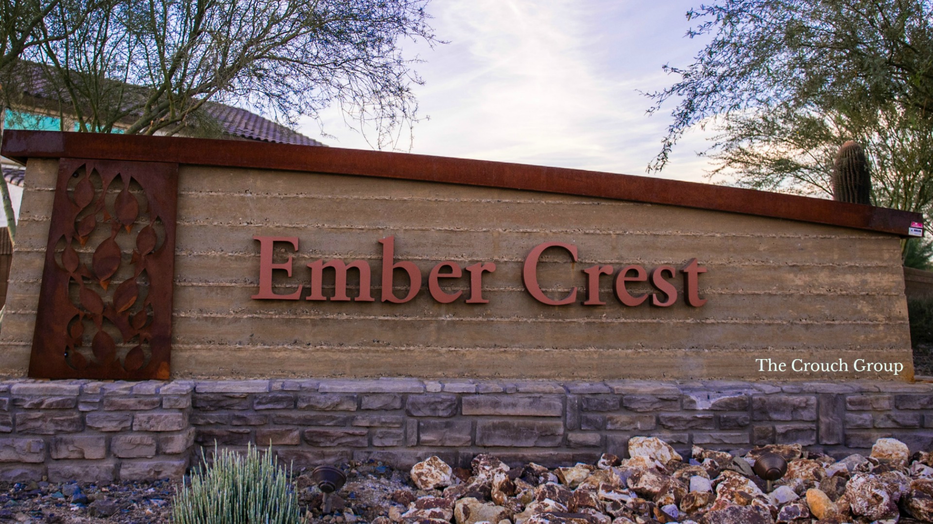 Ember Crest entrance sign for homes Fireside Norterra